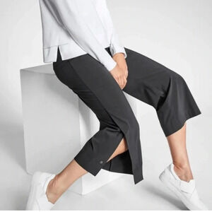 Athleta Tribeca Crop Pant Wide Leg Snap Hem in Black, Women's 6